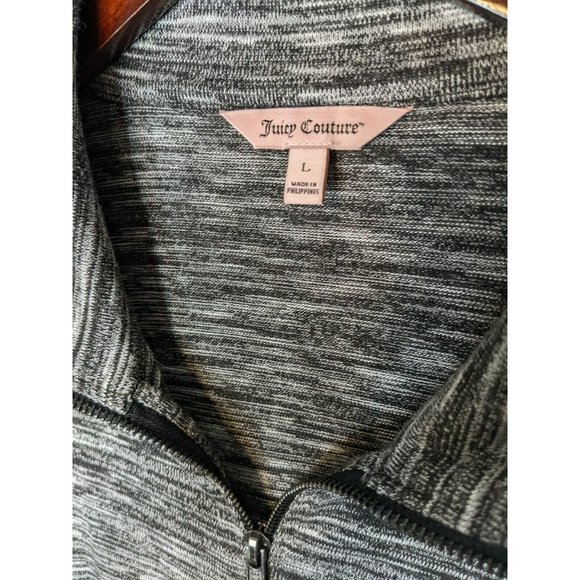 Juicy Couture Velour Velvet Jacket Hoodie Gray Black Large Rhinestone Pockets - Picture 4 of 8